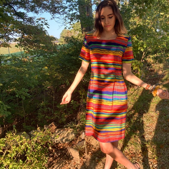 Vintage 80s Sag Harbor Rainbow Party Dress - Picture 14 of 14